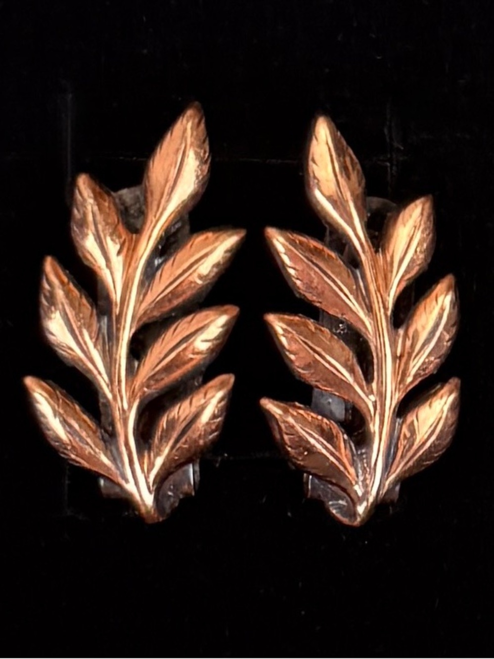 Vintage Matisse Copper Leaf Clip-On Earrings